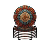 Sense of History Lot de 6 dessous de verre en céramique de forme ronde pour table basse pour protection de table et décoration d'intérieur