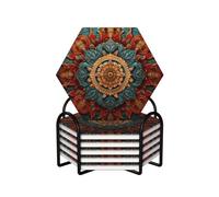 Sense of History Lot de 6 dessous de verre hexagonaux en céramique de style moderne pour table basse pour protection de table et décoration d'intérieur