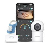 Sense-U Lot de 2 paires de chaussettes intelligentes pour bébé - Suivi de la fréquence cardiaque et du sommeil avec caméra vidéo HD 2,5K, détection de pleurs IA et audio, pour 1 à 18 mois