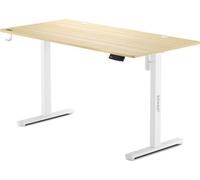 SENSE7 Bureau électrique NOJO, Bureau Debout 140x70, Bureau PC avec mémoire, Bureau Debout avec Plateau pour câbles, Bureau de Jeu avec Crochets, réglage en Hauteur Silencieux, White-Pine