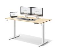 SENSE7 Bureau électrique NOJO, Bureau Debout 140x70, Bureau PC avec mémoire, Bureau Debout avec Plateau pour câbles, Bureau de Jeu avec Crochets, réglage en Hauteur Silencieux, White-Pine