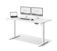 SENSE7 Bureau Électrique Debout NOJO, Bureau PC avec Mémoire, Bureau de Jeu avec Crochets, Réglage en Hauteur Silencieux, Blanc, 140x70cm