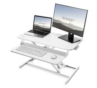 SENSE7 Bureau Pliable Desk Converter, Poste de Travail réglable en Hauteur, Support pour Ordinateur Portable pour Bureau à Domicile, capacité de Charge 13kg, 81x40, Table avec Plateau Clavier, White