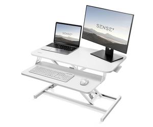 SENSE7 Bureau Pliable Desk Converter, Poste de Travail réglable en Hauteur, Support pour Ordinateur Portable pour Bureau à Domicile, capacité de Charge 13kg, 81x40, Table avec Plateau Clavier, White