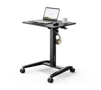 SENSE7 Bureau réglable Mobile Desk avec 4 roulettes, 70x52 cm, Bureau Assis-Debout Pliable, Plateau inclinable, Table Mobile pour Ordinateur Portable avec Crochet, Poste de Travail Ergonomique, Black