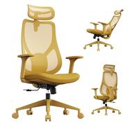 SENSE7 Chaise Bureau Confortable Fauteuil Gaming Ergonomique Office Chair Siege Gamer PC avec Support Lombaire Appuie-Tête Accoudoir Réglables Max 150kg Maille Respirante Pivotante - MOYO Jaune