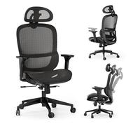 SENSE7 Chaise de Bureau Ergonomique Neyo - Fauteuil Pivotant avec Accoudoirs Réglables - Appui-tête 3D - Maille Respirante - Télétravail et Bureau à Domicile - Inclinaison 140° - Couleur Noire