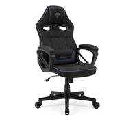 SENSE7 Chaise de Jeu Knight, Fauteuil de Jeu Ergonomique avec Coussins lombaires réglables, Fonction de Bascule, accoudoirs rembourrés, Chaise de Bureau en Tissu, supporte jusqu'à 120 kg, Noir-Bleu
