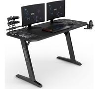 SENSE7 Cybernetic | Table d'ordinateur Gaming Table de bureau | Grand plateau 140 x 60 cm | Porte-boissons | Porte-écouteurs | Organisateur de câbles