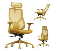 SENSE7 Chaise Bureau Confortable Fauteuil Gaming Ergonomique Office Chair Siege Gamer PC avec Support Lombaire Appuie-Tête Accoudoir Réglables Max 150kg Maille Respirante Pivotante - MOYO Jaune
