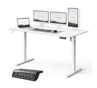 SENSE7 Nojo Light Bureau Électrique Blanc 140x70cm, Charge 70kg - Grand Bureau Minimaliste avec Mémoire & Moteur Silencieux