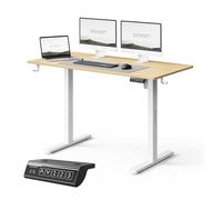 SENSE7 Nojo Light Bureau Électrique Pin Blanc 120x60cm - Bureau Réglable Chaleureux Style Scandinave avec Mémoire