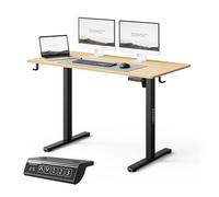 SENSE7 Nojo Light Bureau Électrique Pin Noir 120x60cm - Bureau Réglable Moderne Finition Bois avec Mémoire