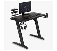 SENSE7 Nomad Basic Bureau, Table de Jeu 100 x 50, Support PC avec Crochet pour Casque, Porte-gobelet, Support pour Manette, Surface en Fibre de Carbone, Bureau de Jeu Ergonomique