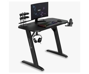 SENSE7 Nomad Basic Office, Table de Jeu 120 x 60, Support PC | avec Crochet pour Casque, Porte-gobelet, Support pour Manette, Surface en Fibre de Carbone, Bureau de Jeu Ergonomique