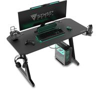 SENSE7 Nomad Classic - Bureau gamer - 120x60 cm - Tapis intégral, Finition carbone, Porte-gobelet - Table gaming - Max 80kg