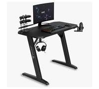 SENSE7 Nomad Classic Bureau, Table de Jeu 120 x 60, Support PC avec Crochet pour Casque, Porte-gobelet, Support pour Manette, Surface en Fibre de Carbone, Bureau de Jeu Ergonomique