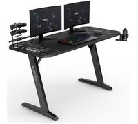 SENSE7 Nomad Cybernetic - Bureau gamer - 140x60 cm - Tapis intégral, Finition carbone, Porte-gobelet - Table gaming - Max 80kg