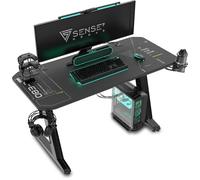SENSE7 Nomad Cybernetic Bureau, Table de Jeu 100 x 50 cm, Support pour Casque, Porte-gobelet, Support pour Manette, Surface en Fibre de Carbone, Bureau de Jeu Ergonomique