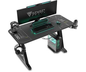 SENSE7 Nomad Cybernetic Bureau, Table de Jeu 100 x 50 cm, Support pour Casque, Porte-gobelet, Support pour Manette, Surface en Fibre de Carbone, Bureau de Jeu Ergonomique