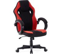 SENSE7 Prism Gaming Chair - Chaise de bureau ergonomique Chaise avec fonction bascule FlowTech™, mousse HR, tissu HDF™, gas-lift, jusqu'à 120kg, noir-rouge