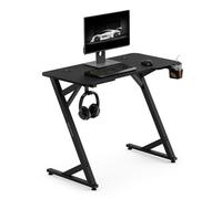 SENSE7 VAMO - Bureau gaming - 100 x 50 cm - Porte-gobelet et crochet pour casque - Table d'ordinateur - Noir carbone