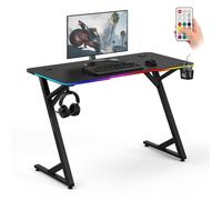 SENSE7 VOLT - Bureau gaming - 120 x 60 cm - LED RGB et télécommande - Table d'ordinateur - Noir carbone