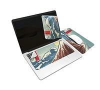 SenseAGE Ekax Tapis de souris 3 en 1, tapis de souris multifonction en microfibre pour ordinateur portable, tapis de clavier portable et lavable, protection d'écran, nettoyage tout en un, Fuji Ukiyo-e