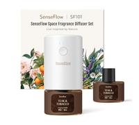 SenseFlow Diffuseur Huiles Essentielles Parfum Maison SF101 Pro, Ultrasonique Sans Eau, 100 % Végétal, Aromathérapie 120 Jours, pour Maison, Hôtel, Studio, Jusqu’à 100 ㎡ - Teck et Tabac