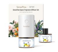 SenseFlow Diffuseur Huiles Essentielles Parfum Maison SF101 Pro, Ultrasonique Sans Eau, 100 % Végétal, Aromathérapie 120 Jours, pour Maison, Hôtel, Studio, Jusqu’à 100 ㎡ - Voile d’Agrumes & Cèdre