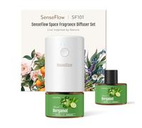 SenseFlow Diffuseur Huiles Essentielles Parfum Maison SF101 Pro, Ultrasonique sans Eau, 100 % Végétal, Aromathérapie 120 Jours, pour Maison, Hôtel, Studio, Jusqu’à 100 ㎡ - Bergamote