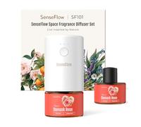 SenseFlow Diffuseur Huiles Essentielles Parfum Maison SF101, Ultrasonique sans Eau, 100 % Végétal, Aromathérapie 120 Jours, pour Maison, Hôtel, Studio, Jusqu’à 100 ㎡ - Rose de Damas