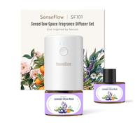 SenseFlow Diffuseur Huiles Essentielles Parfum Maison SF101, Ultrasonique Sans Eau, 100 % Végétal, Aromathérapie 120 Jours, pour Maison, Hôtel, Studio, Jusqu’à 100 ㎡ - Lavande, Agrumes & Musc