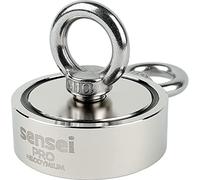 SENSEI Aimant en Néodyme Double Face 250 kg N52 à Deux Anneaux Ø7,5 x H2,5 cm