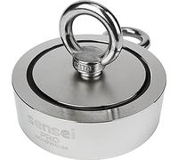 SENSEI Aimant en Néodyme Double Face 350 kg N52 à Deux Anneaux Ø9,4 x H2,8 cm