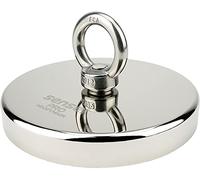 SENSEI® Aimant en Néodyme Puissant avec Anneau Écrou - Ø 136 mm, Force d'Attraction 800 kg - Grand et Très Puissant Aimant pour Levage & Suspension, Pêche Magnétique et Usage Technique