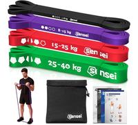 SENSEI® Kit de Bandes de Résistance - Élastiques Musculation pour Entraînement de Force & Traction - 4 Pièces 1-40 kg avec Guide d'Exercices