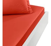 Sensei Maison - Drap Housse Bonnet 30cm - 100% Percale de Coton 80 Fils/cm² - Traitement Easy Care - Taille : 200x200 - Terracota