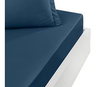 Sensei Maison - Drap Housse Bonnet 40 cm en Percale Coton Soft Percale Plus - 140x200 cm - Indigo