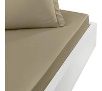 Sensei Maison - Drap Housse en Percale de Coton Bonnet 30 cm Soft Percale - 80x200 cm - Taupe