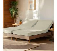 SENSEI MAISON - Drap Housse en Percale de Coton pour lit articulé Soft Percale - 180x200 cm - Ficelle