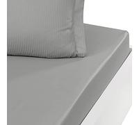 Sensei Maison - Drap Housse uni Satin de Coton Bonnet 30 cm VERSALUXE - 140x190 cm - Gris Acier