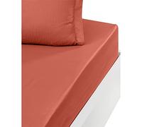 Sensei Maison - Drap Housse uni Satin de Coton Bonnet 40 cm VERSALUXE Plus - 180x200 cm - Terracota