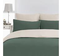 Sensei Maison - Housse de Couette Bicolore en Percale Coton DOZMARY - 140x200 cm - Eucalyptus/Ficelle