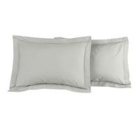 Sensei Maison - Lot 2 taies d'oreiller - 100% Percale de Coton 80 Fils/cm² - Traitement Easy Care - Taille : 50x70 cm - Gris Perle