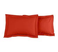 Sensei Maison - Lot 2 taies d'oreiller - 100% Percale de Coton 80 Fils/cm² - Traitement Easy Care - Taille : 50x70 cm - Terracotta