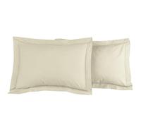 Sensei Maison - Lot 2 taies d'oreiller - 100% Percale de Coton 80 Fils/cm² - Traitement Easy Care - Taille : 50x70 cm - Ficelle