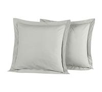 Sensei Maison - Lot 2 taies d'oreiller - 100% Percale de Coton 80 Fils/cm² - Traitement Easy Care - Taille : 65x65 cm - Gris Perle