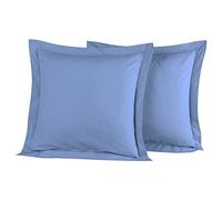 Sensei Maison - Lot 2 taies d'oreiller - 100% Percale de Coton 80 Fils/cm² - Traitement Easy Care - Taille : 65x65 cm - Cobalt