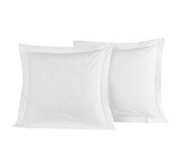 Sensei Maison - Lot 2 taies d'oreiller - 100% Percale de Coton 80 Fils/cm² - Traitement Easy Care - Taille : 65x65 cm - Blanc